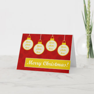 Tarjeta Festiva ¡Felices Navidad! 4 ornamentos de encargo de las