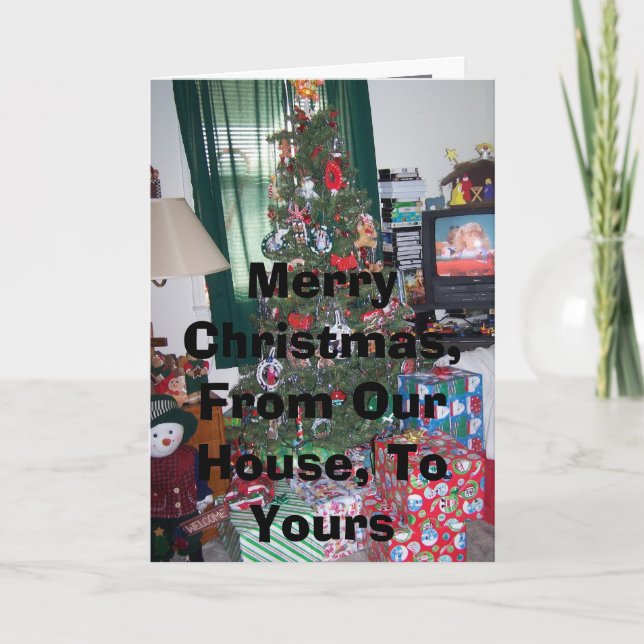 Tarjeta Festiva Felices Navidad, de nuestra casa, el suyo (Anverso)