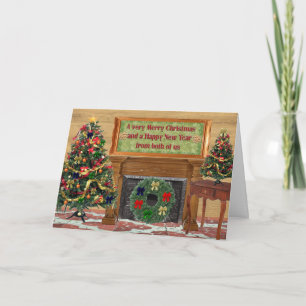 Tarjeta Festiva Felices Navidad, Feliz Año Nuevo