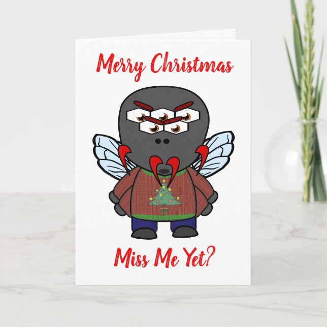 Tarjeta Festiva Felices Navidad. ¿Miss Me todavía? (Anverso)