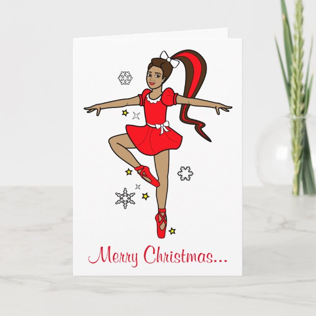 Tarjeta Festiva Felices Navidad, princesa de la bailarina, (Anverso)