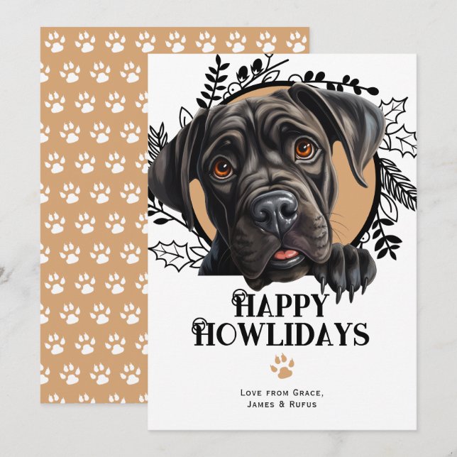 Tarjeta Festiva Felices Navidades de Cañón Corso de Howlidays (Anverso / Reverso)