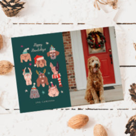 Tarjeta Festiva Felices Navidades de fotos de los perros de invier