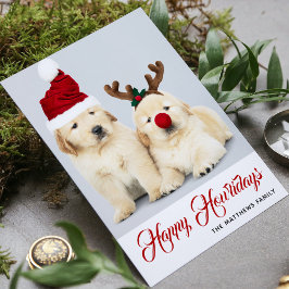 Tarjeta Festiva Felices Navidades de Fotos del Día de los Cachorro