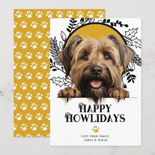 Tarjeta Festiva Felices Navidades de Howlidays Briard Dog