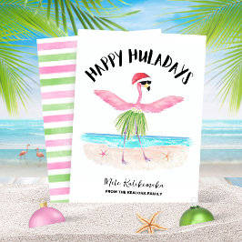 Tarjeta Festiva Felices Navidades de Huladays Flamingo Beach