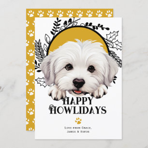 Tarjeta Festiva Felices Navidades de Perro Coton De Tulear