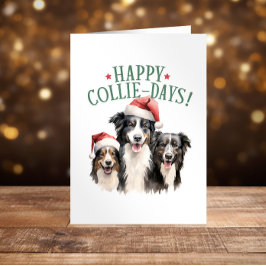Tarjeta Festiva Felices Navidades de perro de Collie-Days Collies