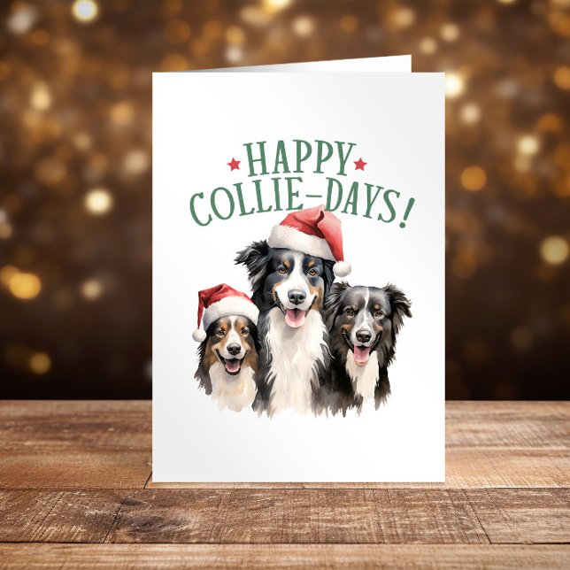 Tarjeta Festiva Felices Navidades de perro de Collie-Days Collies (Subido por el creador)
