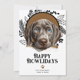 Tarjeta Festiva Felices Navidades de Perro de Howlidays Weimaraner