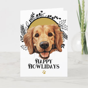 Tarjeta Festiva Felices Navidades de Perro de los Golden Retriever