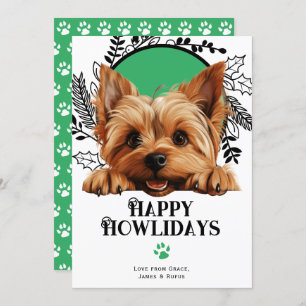 Tarjeta Festiva Felices Navidades de Perro Silky Terrier de Howlid