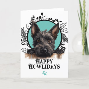 Tarjeta Festiva Felices Navidades de Perro Terrier de Escocia