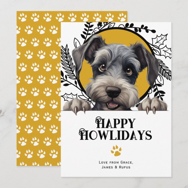 Tarjeta Festiva Felices Navidades de Perros Cesky Terrier (Anverso / Reverso)