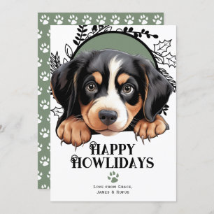 Tarjeta Festiva Felices Navidades de Perros de la Montaña Entlebuc