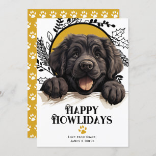Tarjeta Festiva Felices Navidades de Perros de Terranova