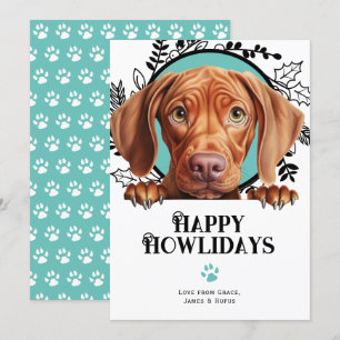 Tarjeta Festiva Felices Navidades de Perros de Vizsla