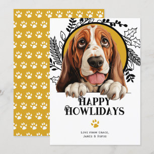 Tarjeta Festiva Felices Navidades de Perros del Hound de Bassett