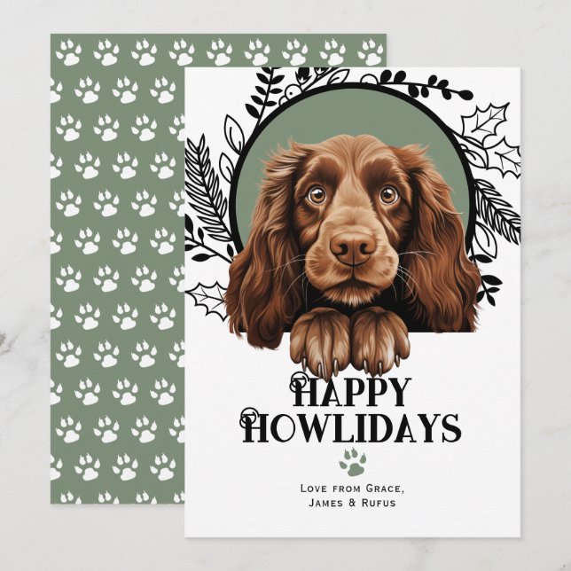 Tarjeta Festiva Felices Navidades de Perros Españoles de Howlidays (Anverso / Reverso)