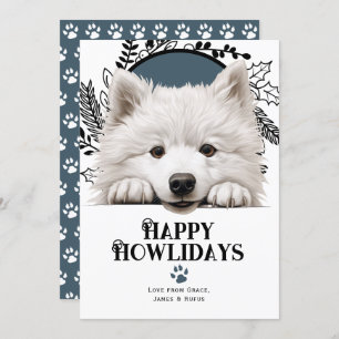 Tarjeta Festiva Felices Navidades de Perros Samoyed de Howlidays
