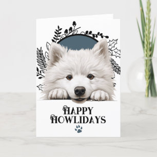 Tarjeta Festiva Felices Navidades de Perros Samoyed de Howlidays