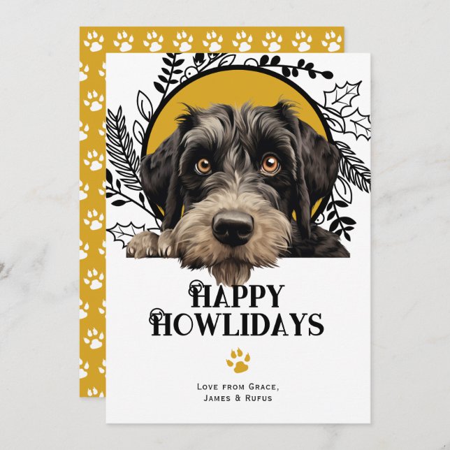 Tarjeta Festiva Felices Navidades de Perros Schnauzer Gigantes de  (Anverso / Reverso)