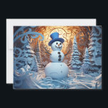 Tarjeta Festiva Felices Navidades del bosque de Snowman Top Hat Sn<br><div class="desc">Un hombre de nieve dulce y feliz con una tarjeta de saludo de vacaciones para Navidades del bosque cubierto de nieve. Personalizado en la parte posterior con su mensaje y nombre. Comuníquese conmigo para obtener ayuda con su personalización o para solicitar productos adicionales de correspondencias o coordinación de Zazzle.</div>