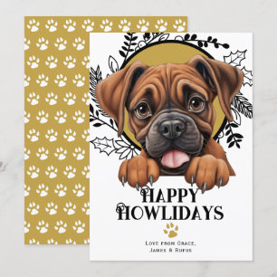 Tarjeta Festiva Felices Navidades del Boxer Dog de Howlidays