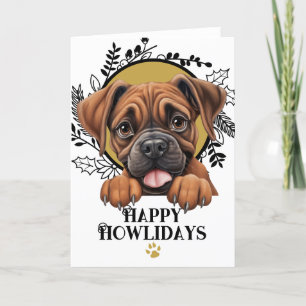 Tarjeta Festiva Felices Navidades del Boxer Dog de Howlidays