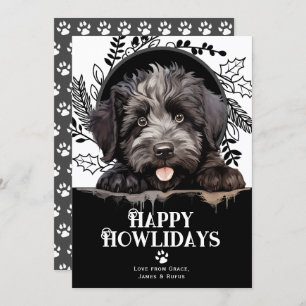 Tarjeta Festiva Felices Navidades del perro de Howlidays bouvier d