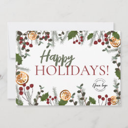 Tarjeta Festiva Felices Navidades Foliage Rustic