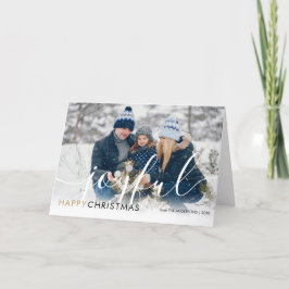 Tarjeta Festiva Felices Navidades Foto Saludos de escritura modern