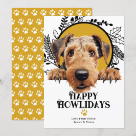 Tarjeta Festiva Felices Navidades Perros de Airedale Terrier