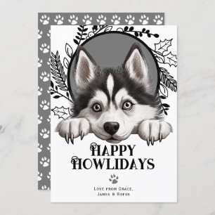 Tarjeta Festiva Felices Navidades Siberian Husky Dog
