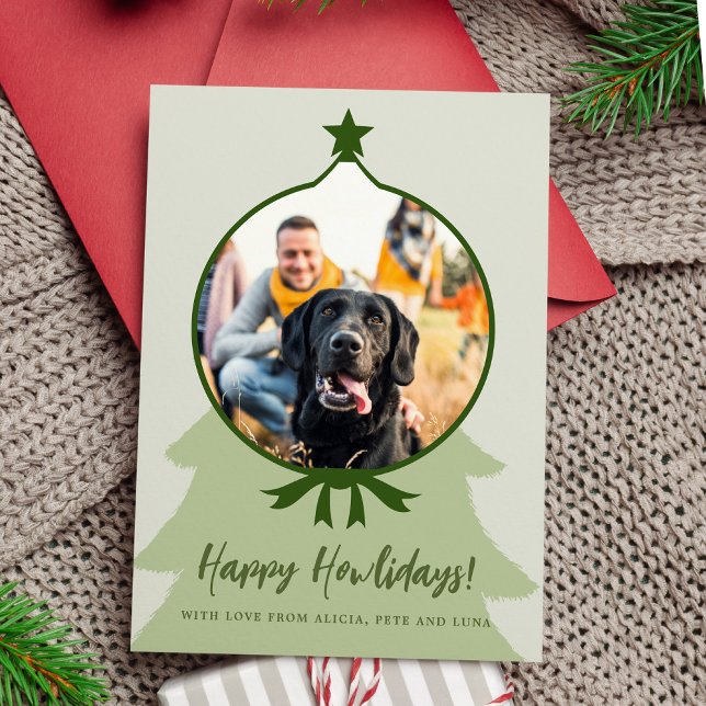 Tarjeta Festiva Felices Navidades verdes de fotos de perros de How (Subido por el creador)