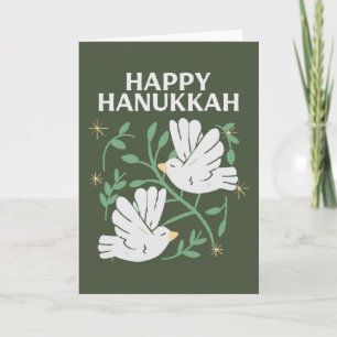 Tarjeta Festiva Felices palomas de Hanukkah por la paz