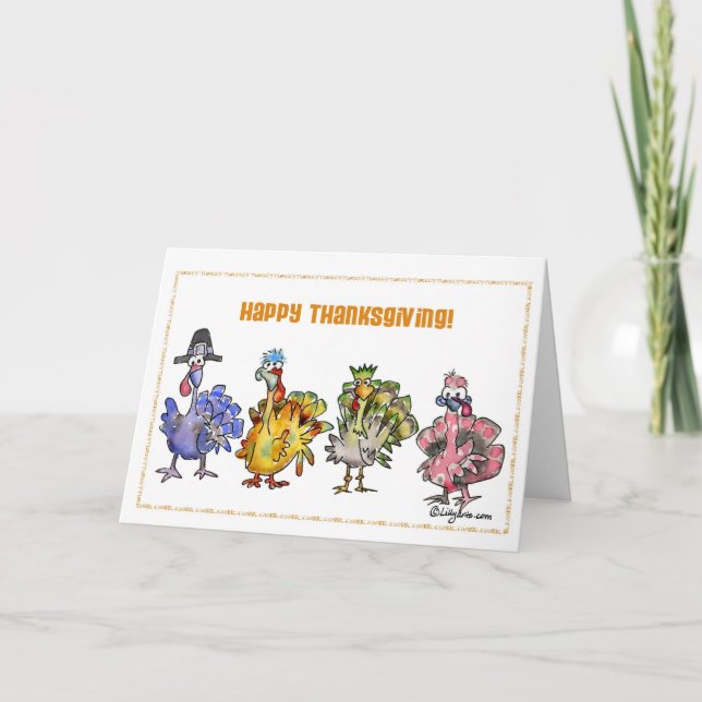 Tarjeta Festiva Felices Pasos de Acción de Gracias (Anverso)