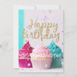 Tarjeta Festiva Felices pasteles de cumpleaños elegantes