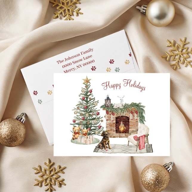 Tarjeta Festiva Felices Pawlidays Diseño de Perro - Labrador Retri (Subido por el creador)