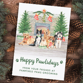 Tarjeta Festiva Felices Pawlidays Dog Lover Mascotas Navidades de