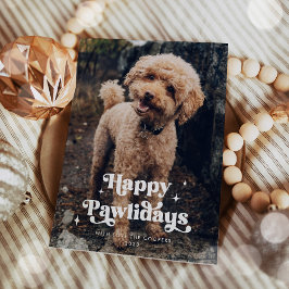 Tarjeta Festiva Felices Pawlidays Dog Photo Funny Navidades