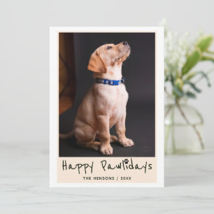 Tarjeta Festiva Felices Pawlidays Foto De Mascota Con Chiste Diver