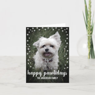 Tarjeta Festiva Felices Pawlidays Foto Moderna Elegante Perro Navi