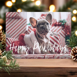 Tarjeta Festiva Felices Pawlidays Gracioso guión moderno Mascota f