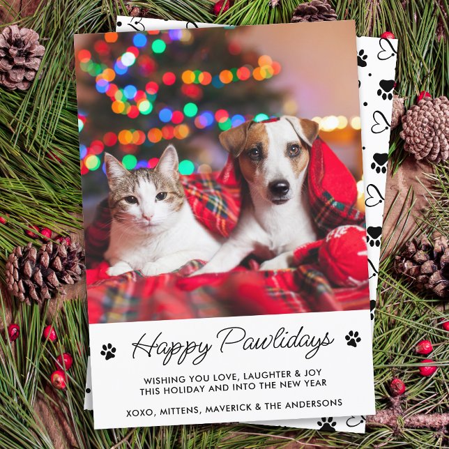 Tarjeta Festiva Felices Pawlidays Mascota de perro personalizado (Subido por el creador)