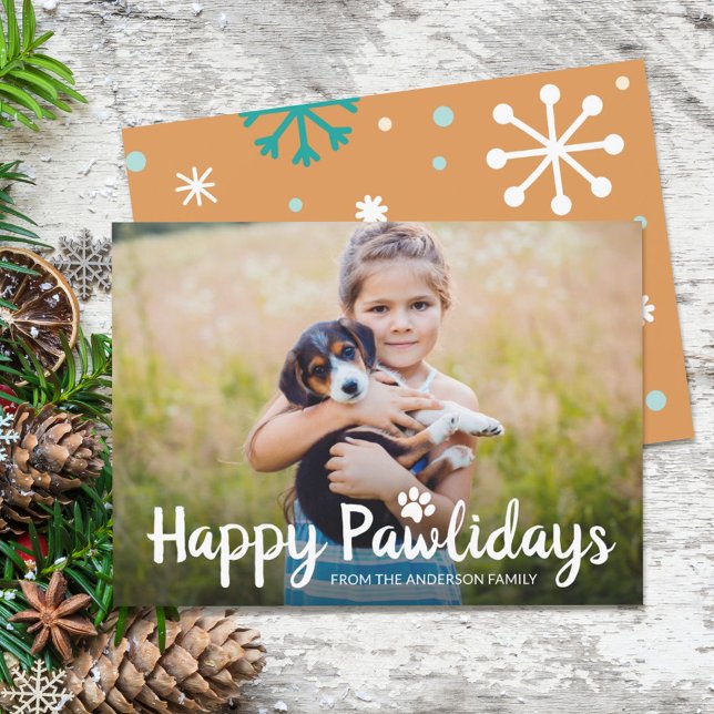 Tarjeta Festiva Felices Pawlidays Mascota Dog Puppy Photo (Subido por el creador)
