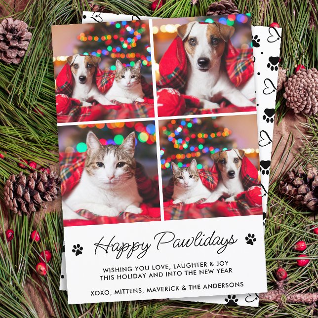 Tarjeta Festiva Felices Pawlidays Mascota personalizada de gato de (Subido por el creador)