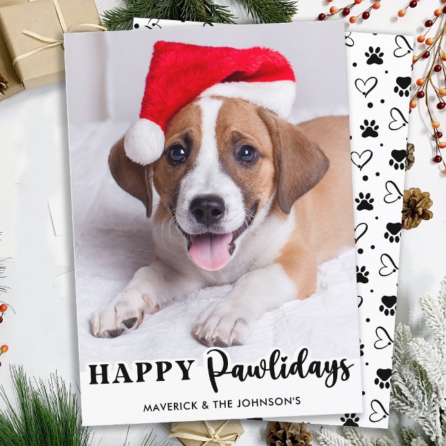 Tarjeta Festiva Felices Pawlidays Mascota personalizada foto de pe (Subido por el creador)