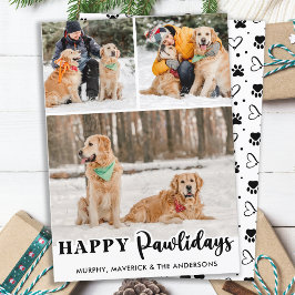 Tarjeta Festiva Felices Pawlidays Mascota personalizada Perro 3 fo