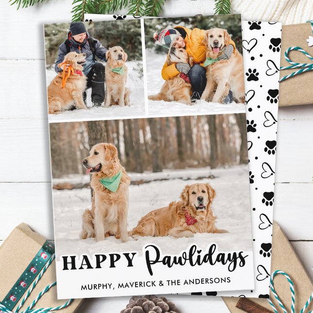 Tarjeta Festiva Felices Pawlidays Mascota personalizada Perro 3 fo (Subido por el creador)